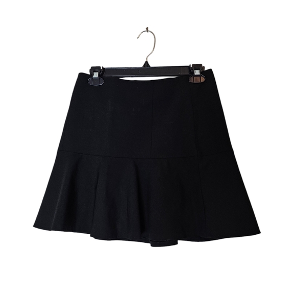 Theory Wool Mini Black Ruffle Skirt 2 Preowned - Picture 1 of 6